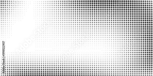 Grunge halftone gradient background. Faded grit noise texture. White and black sand wallpaper. Retro pixelated backdrop. Anime or manga style comic overlay. Vector graphic design textured template