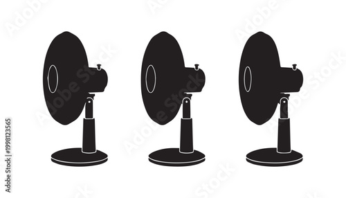 black and white silhouette set of fan very high quality vector illustration.