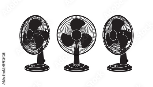 black and white silhouette set of fan very high quality vector illustration.