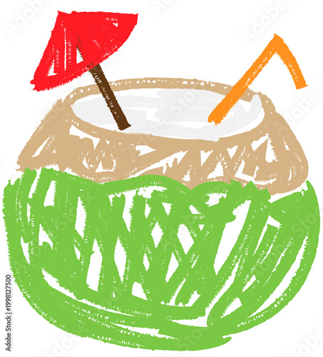 Pastel style painting, coconut.