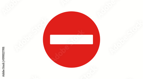 Universal graphic illustration of a red circle with a white horizontal bar signifying no entry, stop, or restricted access, widely used for safety and warning purposes across various environments