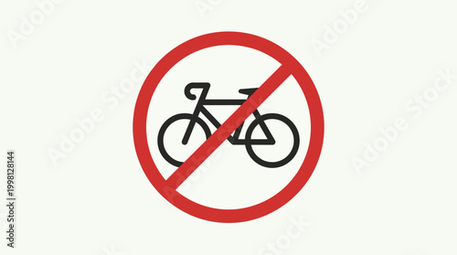 Red circular warning sign with a bicycle symbol crossed out, indicating no bicycles allowed
