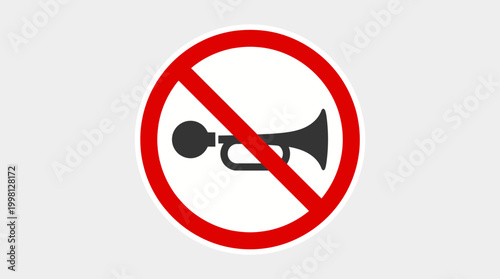 No Honking Sign Showing a Red Circle with a Diagonal Line Over a Horn