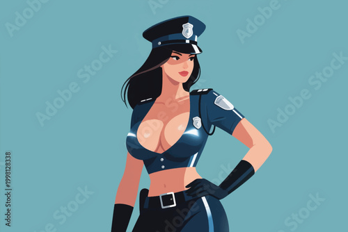Female Security Guard Vector Illustration Creative Design Template 