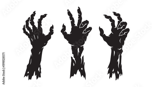 Tableau sur toile black and white silhouette set of creepy zombie hands very high quality vector illustration