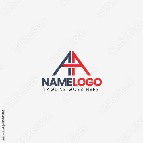Logo template, customizable name logo, modern letter AA logo, tagline placeholder