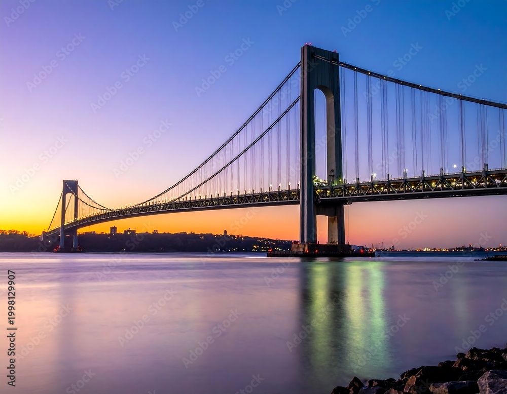 Fototapeta premium Sunrise over a city bridge