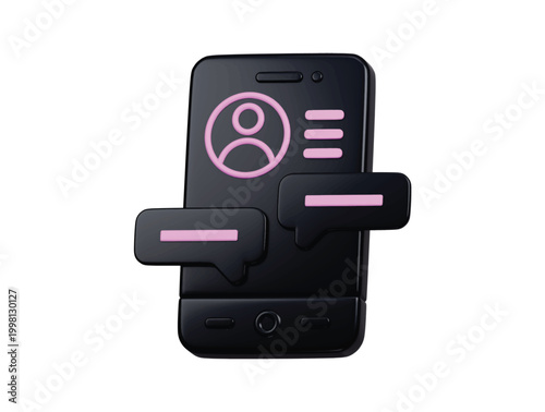 social profile chat app icon 3d render illustration isolated