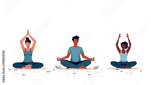 A serene illustration depicts a woman in a meditative yoga pose. Perfect for wellness websites, health articles, or promoting mindfulness and relaxati