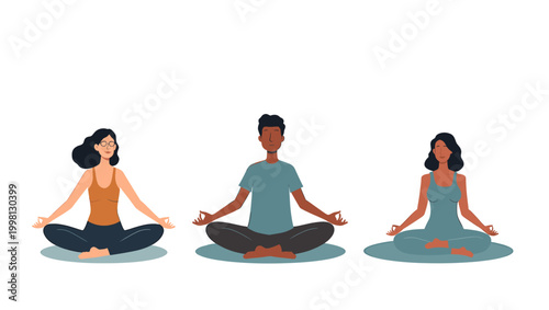 A serene illustration of a woman in a meditative yoga pose. Ideal for wellness websites, mindfulness apps, and content related to healthy living and r