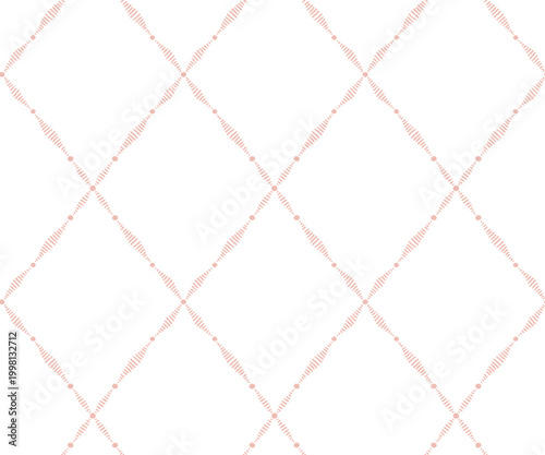 Vector simple trellis on white background. Diamond grid seamless pattern. Geometric rhombus repeat background