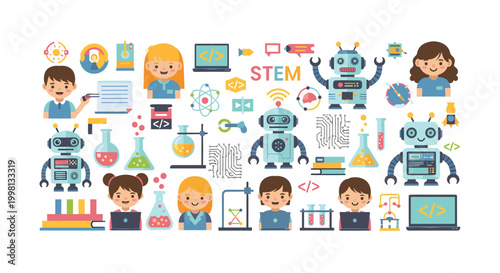 A playful image of a robot interacting with colorful building blocks, evoking innovation, creativity, and a future-focused mindset. Suitable for tech 