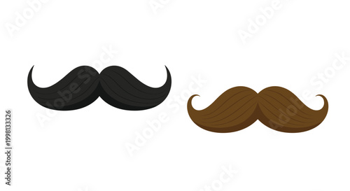 Detailed illustration of two handlebar mustaches in dark black and medium brown shades suitable for masculine branding.