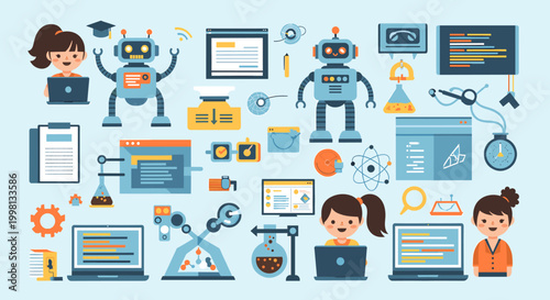 A vibrant illustration symbolizing workflow, efficiency, and streamlined processes. Ideal for business presentations, website design, and conveying co