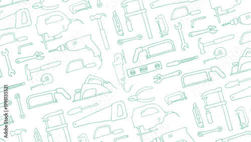 Carpentry hand tools sketch pattern background