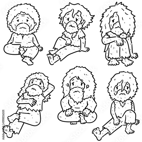 vector set of beggar cartoon