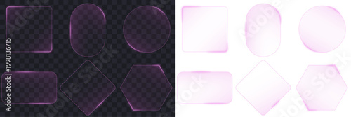 Schilderij op canvas Group of glass plastic film violet luminescent aura, in sci-fi layout