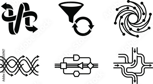 Ai powered data processing neural networks abstract icons representing artificial intelligence concepts