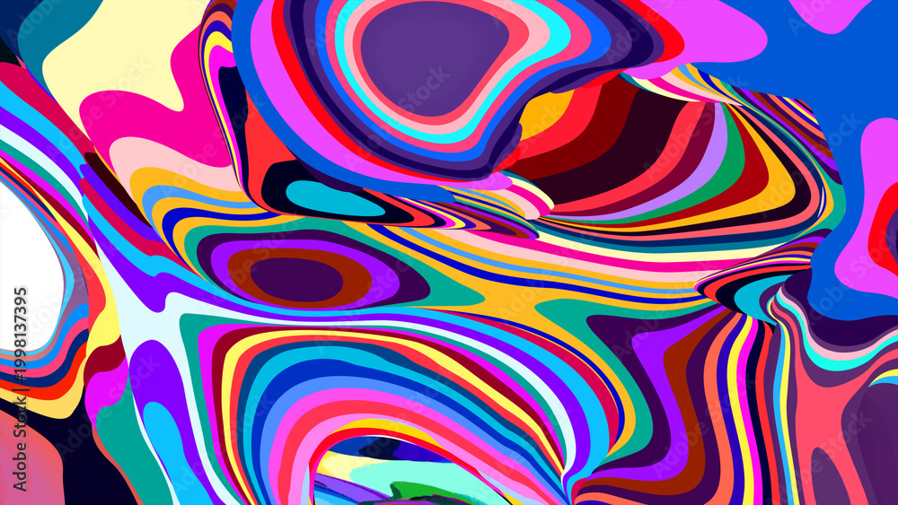 Obraz premium Colorful abstract psychedelic pattern with vibrant swirling shapes