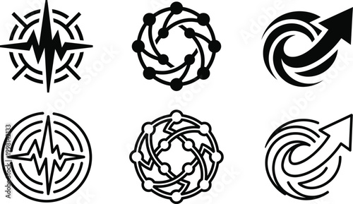 Ai powered abstract network icons exploring data connections machine learning and futuristic digital intelligence concepts