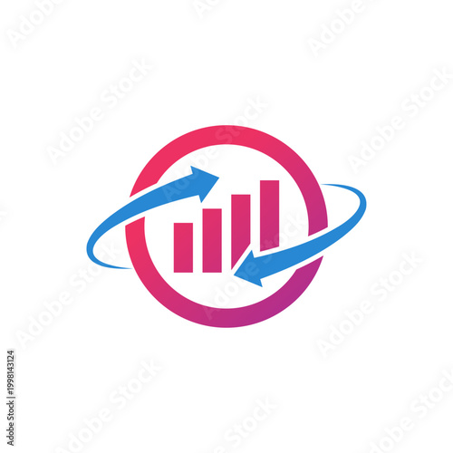 Modern simple rising statistics planet logo