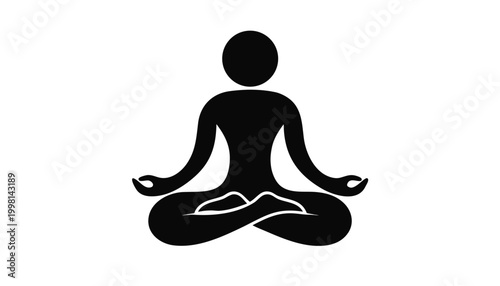 Minimalist vector silhouette of a person in yoga lotus position