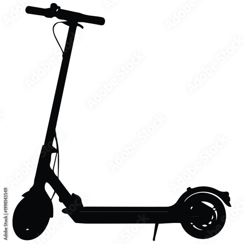 Modern electric kick scooter silhouette icon for urban transport and eco travel