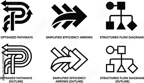 Ai powered abstract vector icons exploring data flow neural networks and intelligent system designs