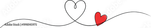 Continuous line heart love symbol minimal romantic doodle outline vector with editable stroke