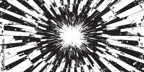 Abstract grunge sunburst background featuring a vintage blue starburst pattern with retro rays and textured paper design for an artistic wallpaper illustration