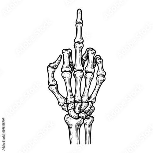 Bild auf Leinwand Skeleton hand giving the finger bones gesture