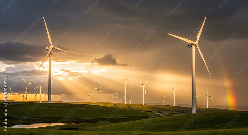 Naklejka premium Wind Turbines Renewable Energy.