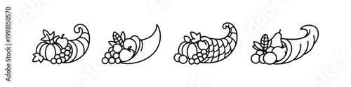 Cornucopia Fruit Harvest Icons