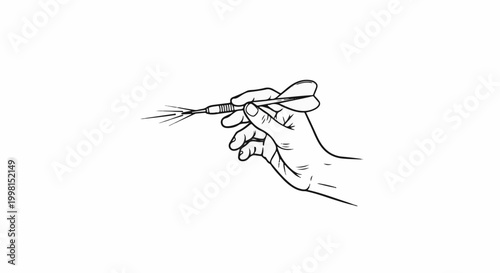 Hand holding a dart, ready to throw in a game of skill and precision