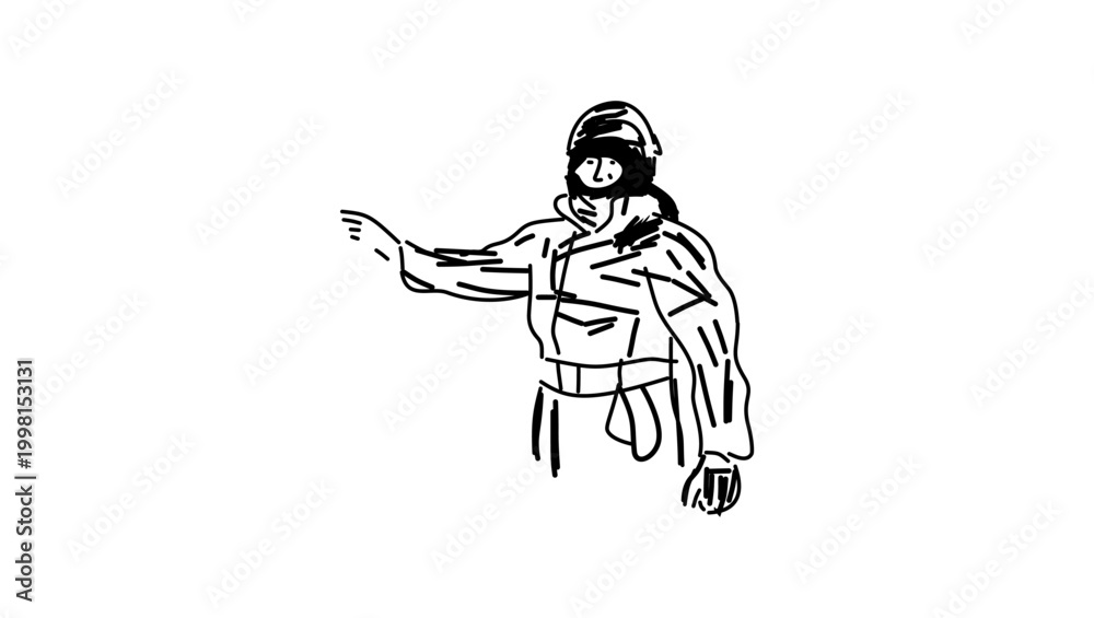 Obraz premium Firefighter after fire, black vector silhouette