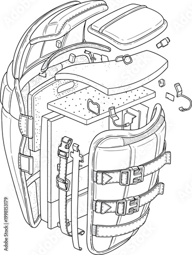 Cricket Batting Leg Guard Blueprint Technical Drawing Vector Outline