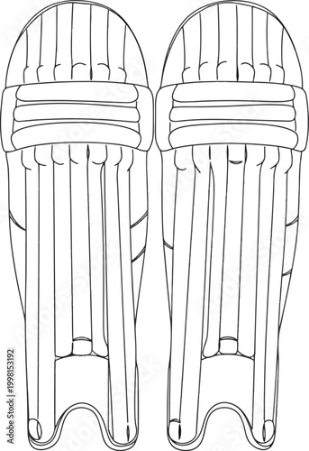 Cricket Pads Leg Guards Line Art Outline Vector Icon