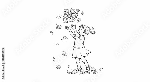 Joyful child tosses autumn leaves high in the air, surrounded by nature's bounty