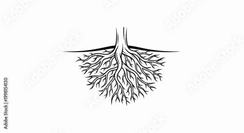 Intricate network of tree roots spreading out beneath the surface