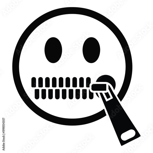 Silent smiley face zipper closed mouth, closed zipper icon, secrecy icon, silence symbol, closed mouth icon, quiet symbol, no talking icon, mute symbol, zipper emoji, closed mouth emoji, silence emoji