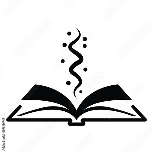 Open book silhouette vector art illustration