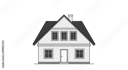 Minimalist of a two-story white house with black roof and windows building home architecture
