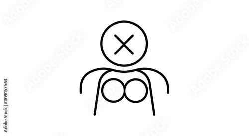 Simple line of a person with crossed arms and x eyes