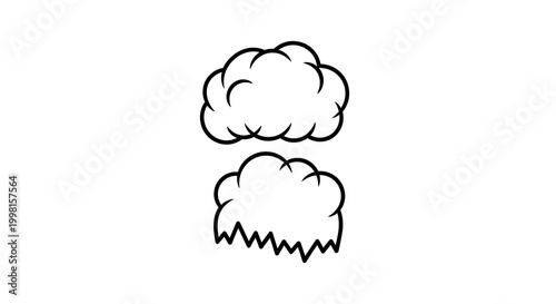 Simple line of a person thinking with a speech bubble and thought cloud