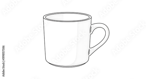 White ceramic cup with handle, isolated on white background