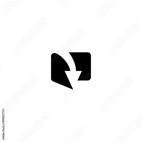 Modern logo combining a speech bubble and download arrow. Vibrant orange and pink gradient design. Ideal for communication apps, messaging software, and digital download services.