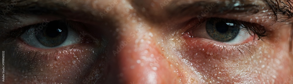 Fototapeta premium A close-up image showcasing the intense gaze of a person, highlighting emotions and expressions through detailed facial features and eyes.