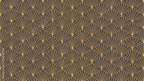 art deco pattern repeating geometric design in gold and brown