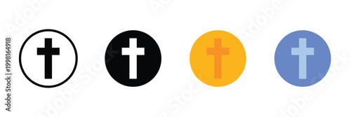 Christian cross - symbol of Christianity flat icon for apps and websites . Vector  illustration . EPS 10.