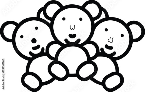 Three cute teddy bears together